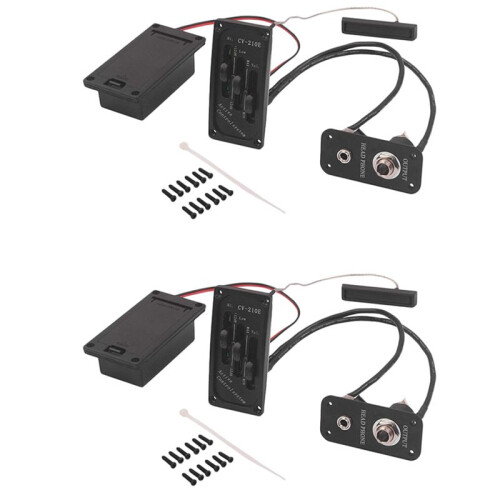 2X Electric Violin Pickup Piezo Preamp Accessory with Active Tone System Brass