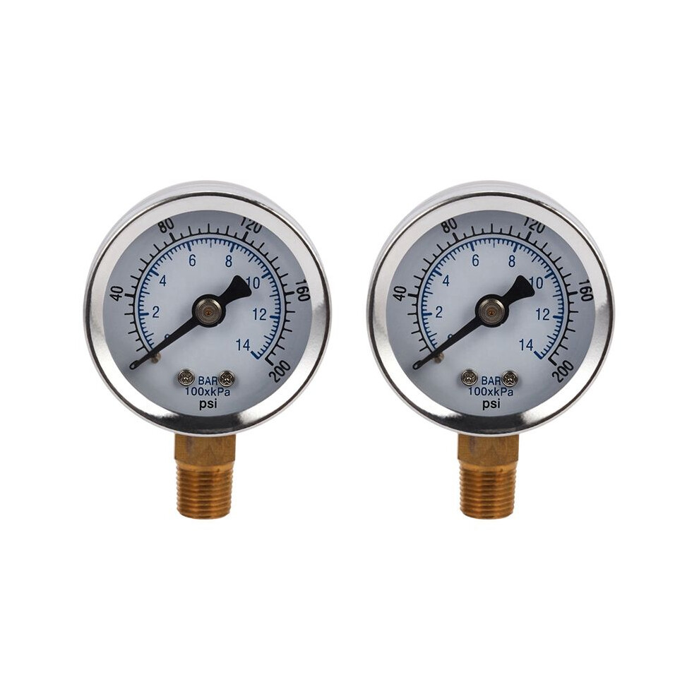 2X Ts-40-14 Bar 0-200 Psi 0-14 Bar Pressure Gauge 1/8 Male Npt Pressure Gauge Air Compressor Hydraulic 6032436454809