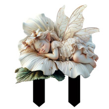 White Lotus Fairy Garden Stake Acrylic Flower Pot Decoration Sunlight Catcher and Garden Landscape Art
