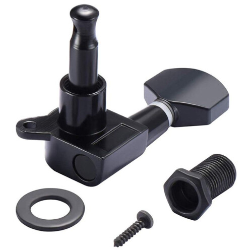 12 Pieces Guitar String Tuning Pegs Keys 6 Left 6 Right Guitar Machine Heads Knobs with Strap Button Locks Picks (Black) 2