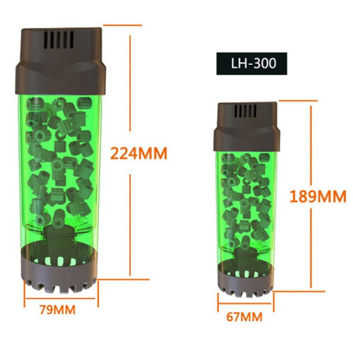 2X Aquarium Fish Tank Fluidized Moving Bed Filter Bubble Bio Media Filter with Air Stone and Sponge Filter LH-300 1