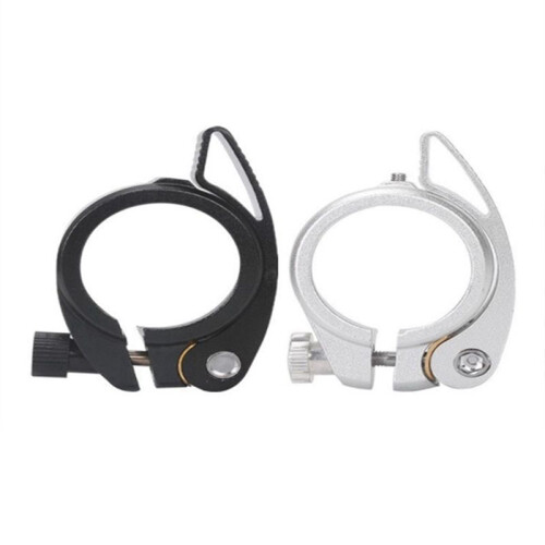 2Pcs Folding Bicycle  Pipe Clamp with Quick Release Lever  Behalf is Suitable Sp8 Pipe Clamp with 40mm, Silver 1