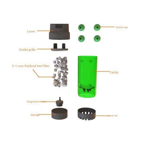 2X Aquarium Fish Tank Fluidized Moving Bed Filter Bubble Bio Media Filter with Air Stone and Sponge Filter LH-300 2