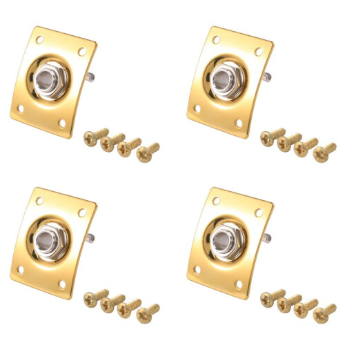 4X Square Style Jack Plate Gitarr Bas Jack 1/4 Output Input Jack Sockel för Elektriska Gitarrdelar och Tillbehör Guld