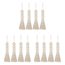 Wood Bead Garlands,Farmhouse Beads Tassels, Rustic Country Decor Prayer Beads for Home Door Knob Decor(12Pcs)