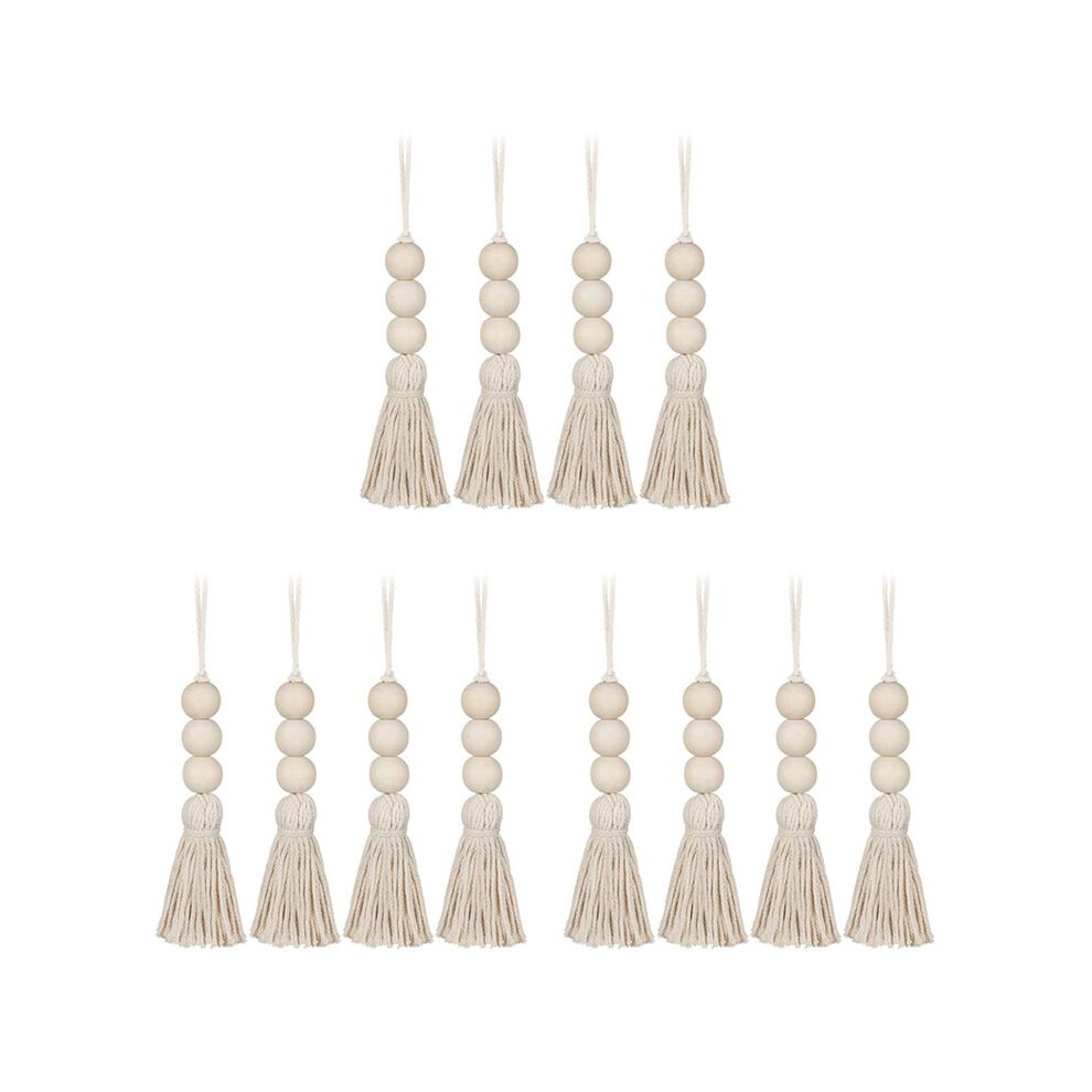 Wood Bead Garlands,Farmhouse Beads Tassels, Rustic Country Decor Prayer Beads For Home Door Knob Decor(12Pcs) 4713860288063