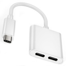 Typec Till Dual C HöRlurs- och Laddareadapter 2-I-1 Hub Ljudladdare Splitter PD 3.0 60W Snabbladdningsdelare