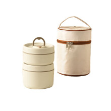 Tragbares, Isoliertes LunchbehäLter-Set, Stapelbare Bento-Lunchbox, Edelstahl-LunchbehäLter mit Lunchbeutel, 2 StüCk