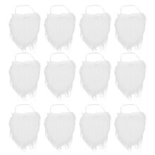 12Pcs White Fake Mustache Beard Accessories for Christmas and Drama