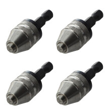 4X Silver+Black 6mm Keyless Drill Bit Chuck Quick Change Adapter Converter Hex Shank