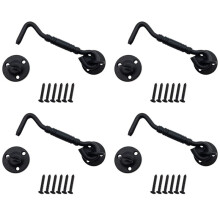 4X Barn Door Lock, 4 Inch Stainless Steel Door Hook & Eye with Mounting Screws, Door Lock for Sliding Door