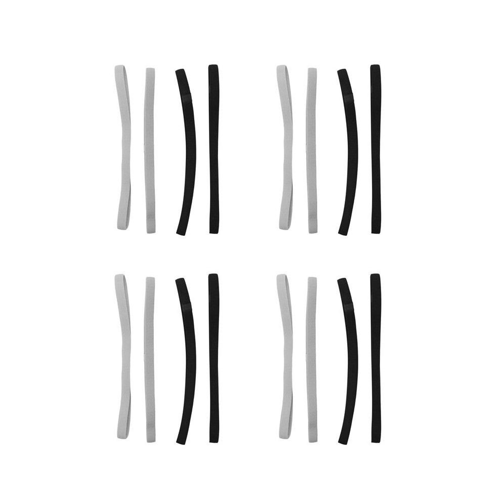 16 Pcs Thick Non-Slip Elastic Sport Headbands Hair Headbands,Exercise Hair and Sweatbands for Women and Men(Black, Grey)