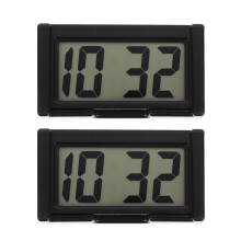 4Sets Mini Black Car Clock Adhesive Digital Auto Dashboard Timepiece