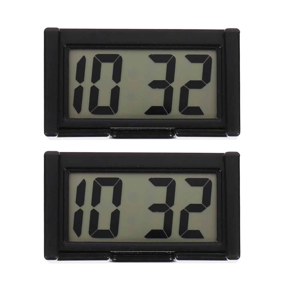 4Sets Mini Car Clock Adhesive Digital Auto Dashboard Timepiece Black 3603538039527
