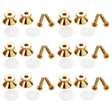 12 x Electric Acoustic Guitar Bass Strap Button Screw Lock Pins Pegs Pads Golden
