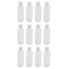 12 botellas de plástico transparente de 100 ml con tapa para viajes, champú, loción, envase cosmético