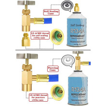 2X R134A Refrigerator Freon Recharge Hose Kit, R134A AC Refrigerant Charging Hose Gauge, Piercing Valve Hose Refrigerant
