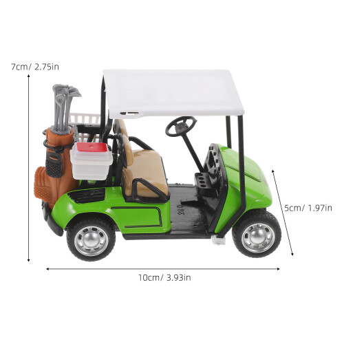 2Pièces Miniature Golf Cart Alliage Pour Décor Vert 2