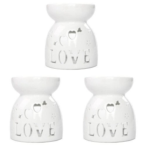 3X Ceramic Diffuser Candle Burner Ceramic Burning Essential Oils Diffusers Aromatic Lamp -Love