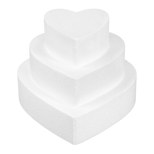 3Pcs White Foam Heart Cake Mold DIY Modeling Foam for Wedding Display