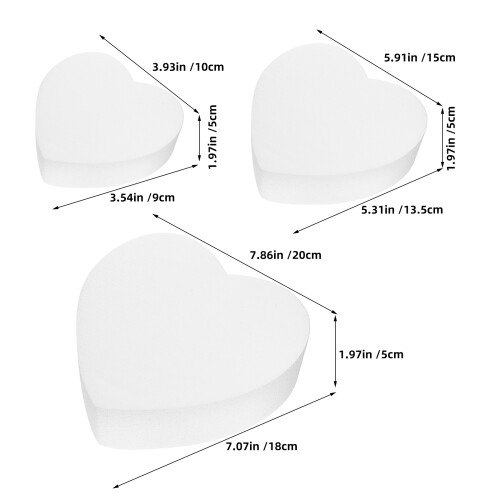 3Pcs White Foam Heart Cake Mold DIY Modeling Foam for Wedding Display 1