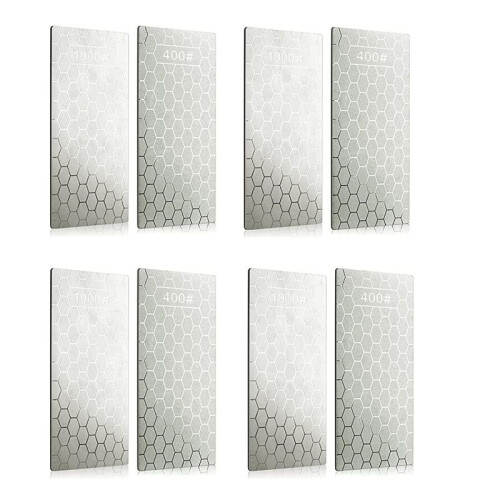 8PCS Diamond Sharpening Stone, Whetstone Honeycomb Surface Diamond Sharpener Plate with Non-Slip Base(400/1000 Grit)