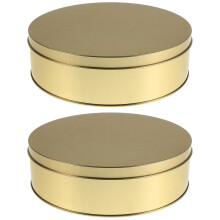 2Pcs Elegant Golden Round Tinplates for Holiday Cookie Storage