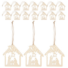 40Pcs Wooden Nativity Ornaments – Unfinished Cutouts For Diy Christmas