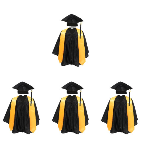 4Set Abito Laurea Materna Nero Cotone Con Cappello Regolabile 2