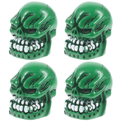 4Pz Coprivalvola Pneumatico Skull Verde Resina E Rame Per Auto