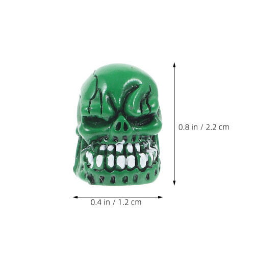 4Pz Coprivalvola Pneumatico Skull Verde Resina E Rame Per Auto 1