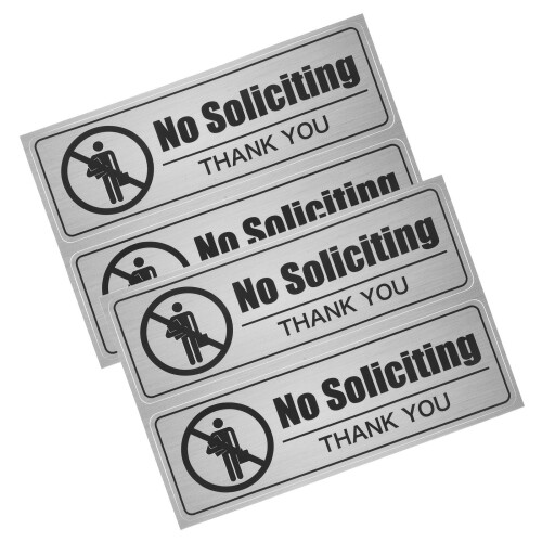 4Set No Soliciting Eleganti in PVC Nero Autoadesivi Resistenti 2