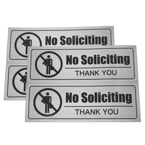 4Set No Soliciting Eleganti in PVC Nero Autoadesivi Resistenti 1