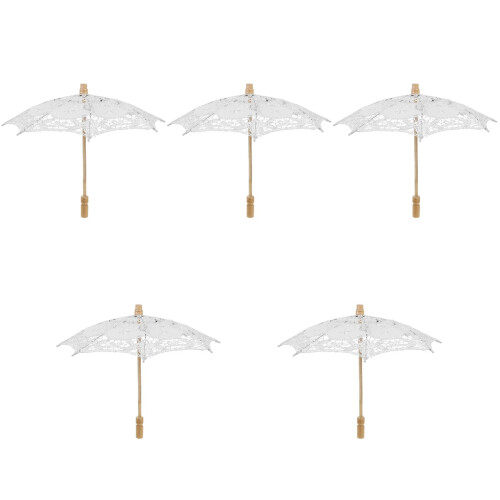 5Pz Ombrellini in Pizzo E Legno Per Per Decor E Foto 2