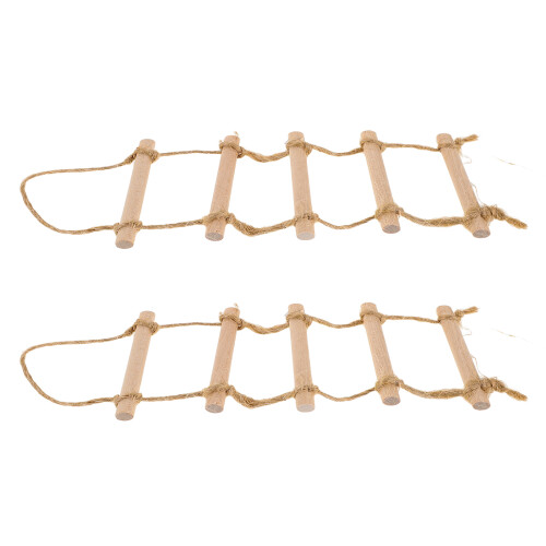 6Pz Rustica in Legno E Corda Per Mini Arredamento Khaki 2