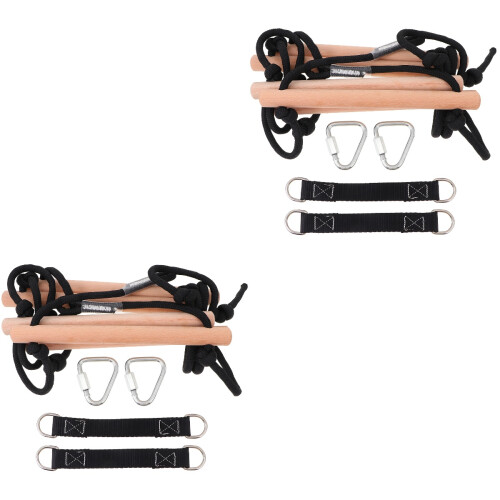 2Pz A Corda Nera Per Bambini in Legno Robusto Gioco Outdoor 2