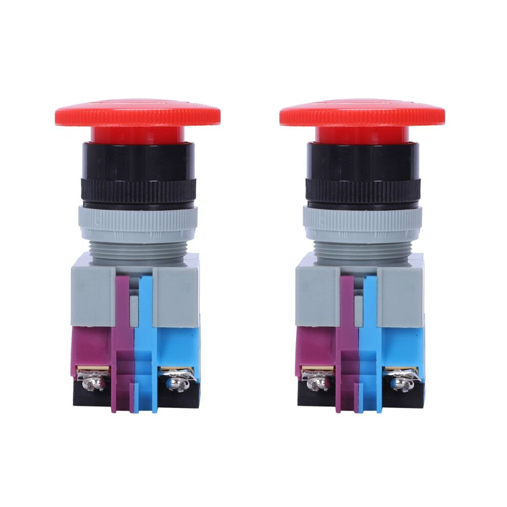 2X Ac 600V 10A Red Mushroom Emergency Stop Push Button 22Mm No Nc 4712131346273