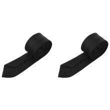2 Pcs 2 Inch Wide Stripes Pattern Self Tie Skinny Necktie Black for Woman