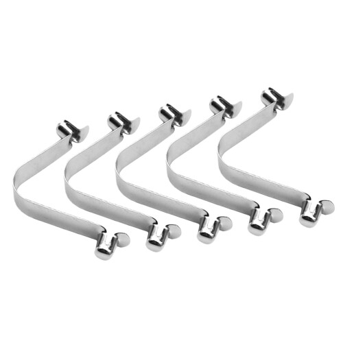 10Pcs Silver Stainless Steel Pool Brush Clips Double Pin Spring Clasps 1
