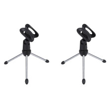 2X Mesa de Tripé Ajustável Portátil Dobrável Destacável Mic de Mesa Minifone Suporte Suporte Suporte
