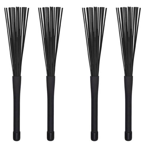 2 Pair Jazz Drum Brushes Retractable Drum Sticks 32 cm Black 1