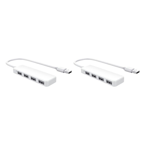 2X Ultra Slim USB Hub 4-Portars USB 2.0 Hub Vit