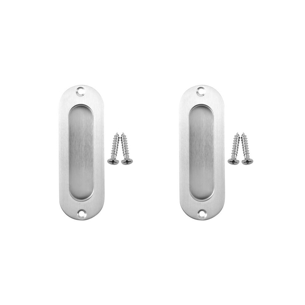 2Pcs Rectangular Face Fix Flush Recessed Sliding Door Pull Handle Stainless Steel 4711789912182