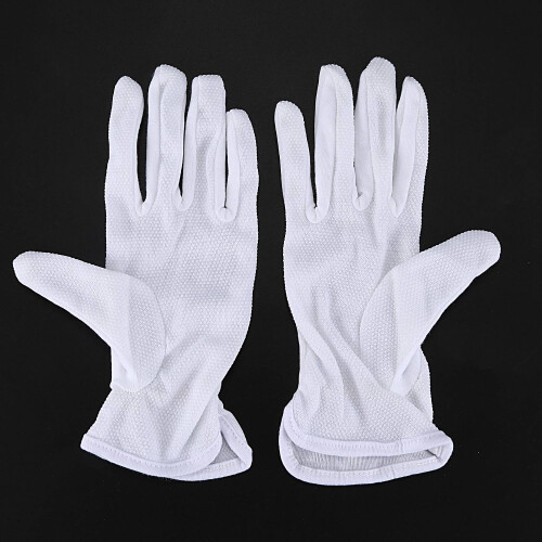 Pair Protective Anti-Slip White Cotton Work Driving Gloves 2