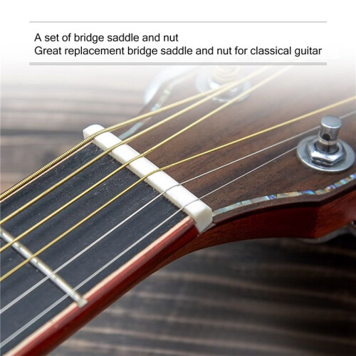 White Guitar Parts 6 String Classical Guitar Bone Bridge Saddle And Nut Set 2