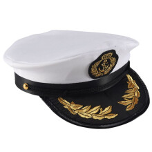 Adult Yacht Boat Captain Hat Navy Cap Ship Costume Party Fancy Dress Black+White