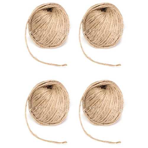 4 Pcs 3MM Thick Brown Rustic Jute Twine Hessian String Cord Rope for Hand  50M