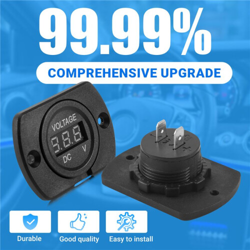 12V-24V Waterproof Car Motorcycle LED Digital Display Voltmeter Voltage Meter Black 2