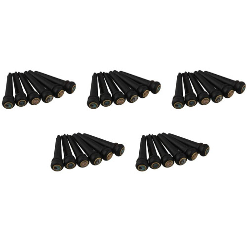 30 Pezzi Nero Ebano Shell Guitar Bridge Bone Pins Set con Abalone Dot Verde per Accessori Chitarra Acustica