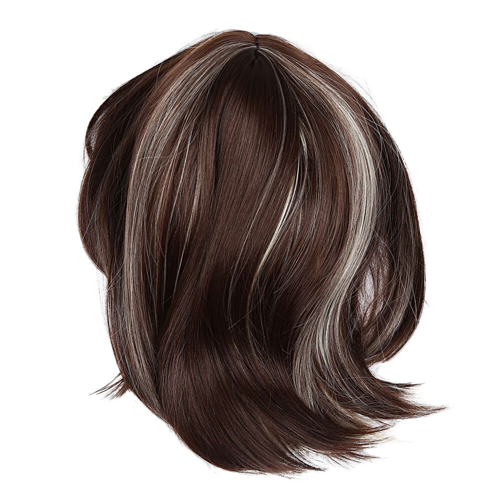 Typecat Unisex Brown,Gold Women Cosplay Wig Medium Haired Girls Medium Long Hair With Mixed Gold Fringe + Brown